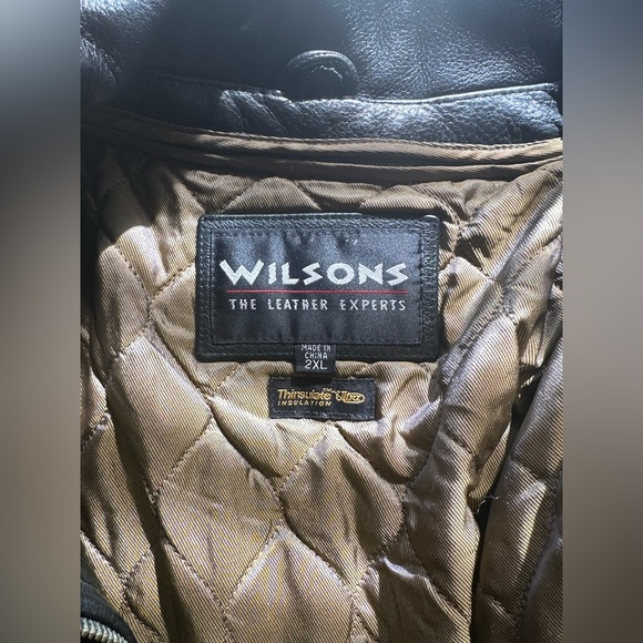 WILSONS LEATHER Black Leather Moto Jacket w Zipper. Gently Loved, Size 2XL - Picture 3 of 3
